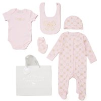 G12405NB: Baby Girls Bows 6 Piece Mesh Bag Gift Set (NB-6 Months)